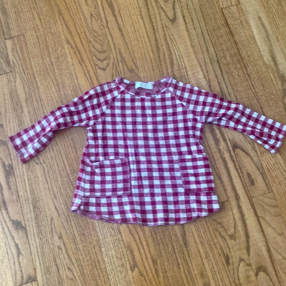 Zara girls size 5 gingham 3/4 length sleeves